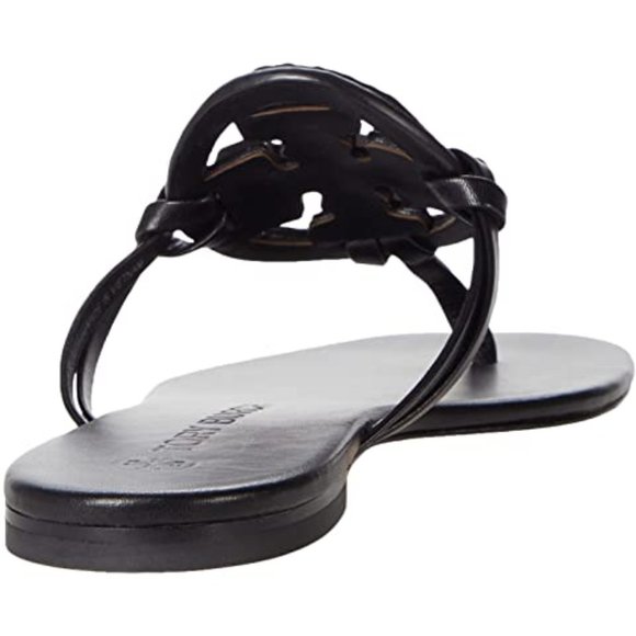 Tory Burch Miller Jeweled Embellished Crystal Leather Thong Sandals Black - Picture 10 of 13